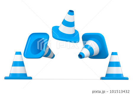 Set of traffic cones for under construction road work on white background. Set of traffic cones for under construction road work on white background. 101513432