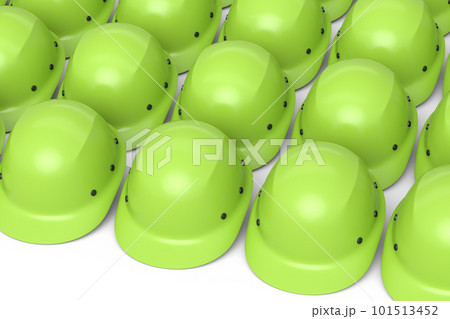 Set of safety helmets or hard caps for carpentry work in row on white background 101513452
