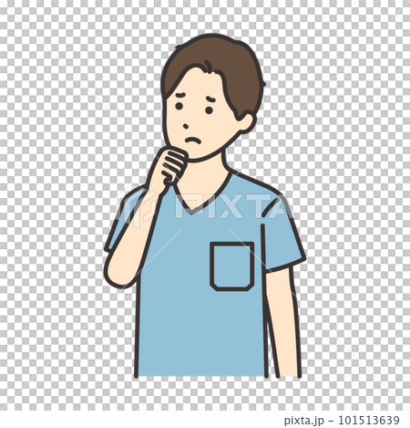 一名護士擔心將拳頭放在下巴上的插圖 一名護士擔心將拳頭放在下巴上的插圖 101513639