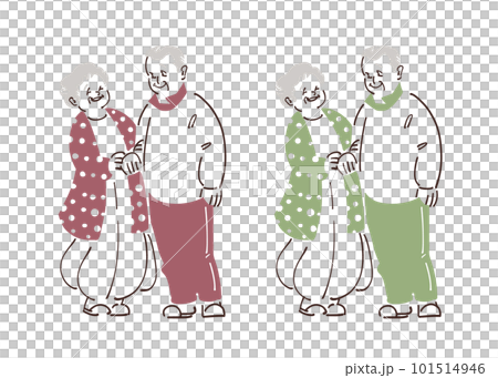 仲の良いシニアのカップルのイラスト素材 仲の良いシニアのカップルのイラスト素材 101514946