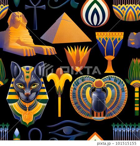 Seamless pattern of a symbols of the ancient Egypt 101515155