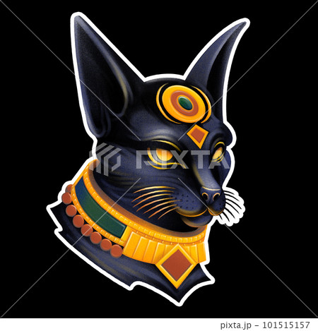 Egyptian goddess Bastet in the form of a black cat in the style of digital airbrushing 101515157