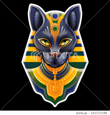Bastet goddes. Cat wearing pharaoh's headdress in the style of digital airbrushing Bastet goddes. Cat wearing pharaoh's headdress in the style of digital airbrushing 101515166
