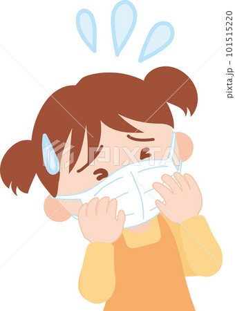 マスク姿で辛そうな様子のの女の子_上半身 101515220