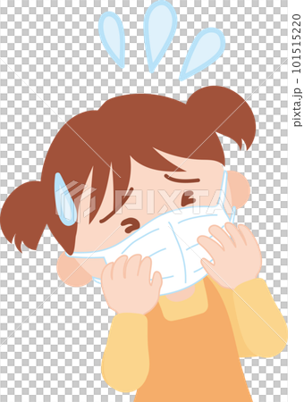 マスク姿で辛そうな様子のの女の子_上半身 101515220