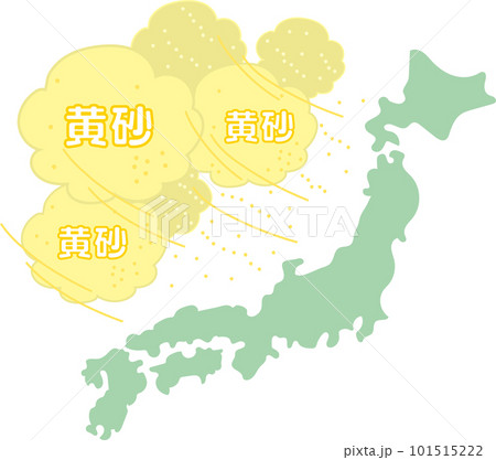 黄砂_日本地図緑に迫り来る黄砂 101515222