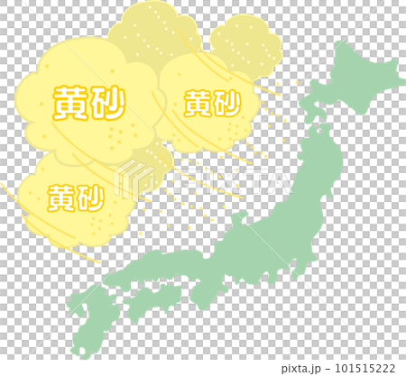 黄砂_日本地図緑に迫り来る黄砂 101515222