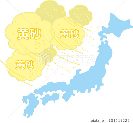 黄砂_日本地図水色に迫り来る黄砂 101515223