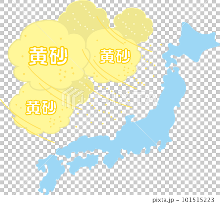 黄砂_日本地図水色に迫り来る黄砂 101515223