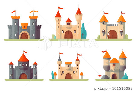 set vector illustration of ancient castle and strong wooden door isolate on white background set vector illustration of ancient castle and strong wooden door isolate on white background 101516085
