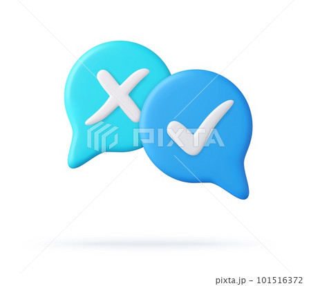 3d Speech Bubble Icons with Check Mark 101516372