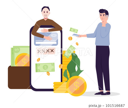 Phone scam concept. Scamming people to get their money. Financial phishing warning. Fraud signs and prevention vector poster. Phone scam concept. Scamming people to get their money. Financial phishing warning. Fraud signs and prevention vector poster. 101516687