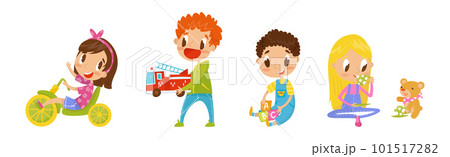 Active Kids Engaged in Leisure Activity Vector Set 101517282