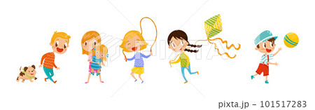 Active Kids Engaged in Leisure Activity Vector Set Active Kids Engaged in Leisure Activity Vector Set 101517283