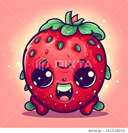 Red small strawberry cute kawaii cartoon character 101518045