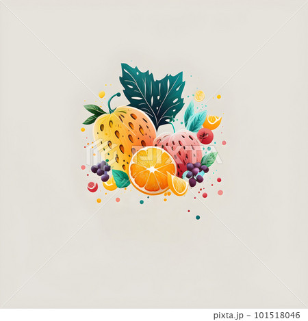 Citruses and fruits minimalistic square emblem 101518046