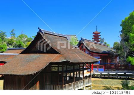 【広島県】快晴の厳島神社と五重塔(宮島) 【広島県】快晴の厳島神社と五重塔(宮島) 101518495