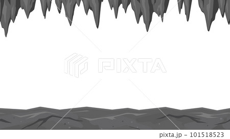 岩が垂れさがる洞窟の通路のフレーム_16:9_シームレス 101518523