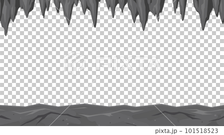 岩が垂れさがる洞窟の通路のフレーム_16:9_シームレス 101518523