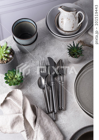 Steel modern cutlery, knife, spoon and fork Steel modern cutlery, knife, spoon and fork 101519443