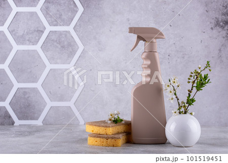 Eco cleaning with bottles, brushes and sponges Eco cleaning with bottles, brushes and sponges 101519451