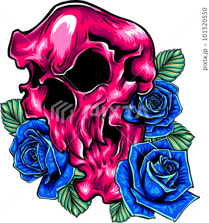 vector Skull with beautiful flower roses in vintage style isolated vector illustration vector Skull with beautiful flower roses in vintage style isolated vector illustration 101520550