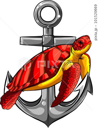 vector illustration of sea turtle on white background. digital draw vector illustration of sea turtle on white background. digital draw 101520669