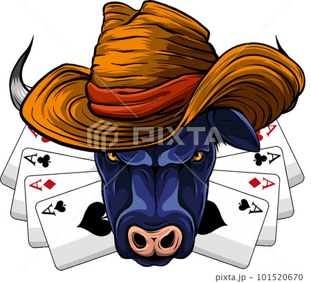 vector illustration oh head bull with hat on white background. digital draw vector illustration oh head bull with hat on white background. digital draw 101520670