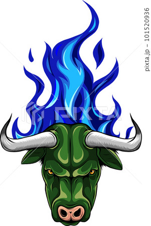Aggressive Bull with Fire on the Background vector illustration design 101520936