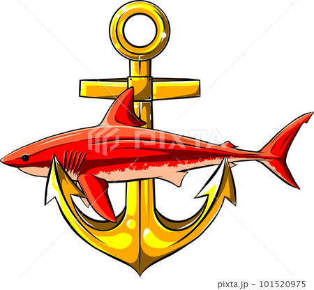 great white shark vector illustratio design on white background. digital had draw 101520975