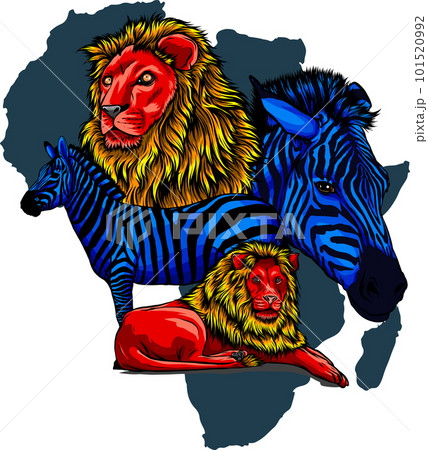Wildlife of Africa, world continent. Flora and fauna. Vector illustration design