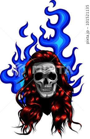 Illustration of skull girl on white background. vector design digital hand draw Illustration of skull girl on white background. vector design digital hand draw 101521135