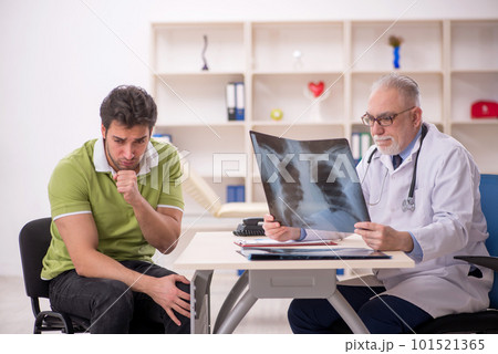 Young male patient visiting old male doctor radiologist Young male patient visiting old male doctor radiologist 101521365