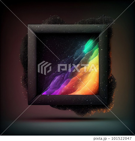 A stone square frame with colorful rocks on solid background. Natural rock texture, northern light colors. Ai generated abstract illustration with a square frame made of stone. A stone square frame with colorful rocks on solid background. Natural rock texture, northern light colors. Ai generated abstract illustration with a square frame made of stone. 101522047