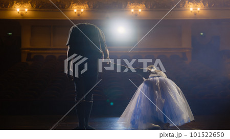 Ballet dancers bowing on classic theater stage Ballet dancers bowing on classic theater stage 101522650