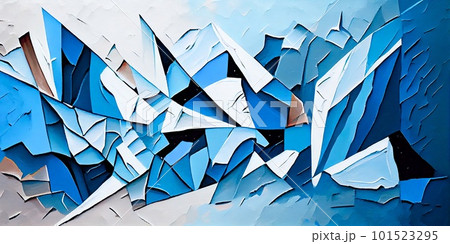 Abstract geometric colorful oil painting horizontal background. Contemporary print with creative artistic geometric pattern, modern art, trendy wallpaper. Ai generated template for design. 101523295