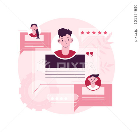 Testimonials abstract concept vector illustration. Testimonials page, client feedback, customer review, product recommendation, website navigation bar, menu element, UI design abstract metaphor. 101524630