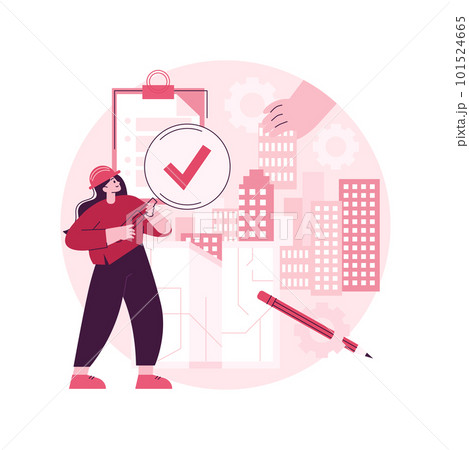 Construction quality control abstract concept vector illustration. Quality management, building progress, project requirements, materials specification, architecture blueprint abstract metaphor. 101524665
