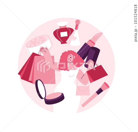 Beauty shop abstract concept vector illustration. Cosmetic store, hair and skin care products purchase, gift card, shopaholic, fashion market, makeup salon, black Friday sale abstract metaphor. 101524818