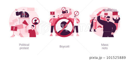 Public objection and disapproval abstract concept vector illustration set. Political protest, boycott, mass riots, demonstration, mass protest, consumer activism, street action abstract metaphor. Public objection and disapproval abstract concept vector illustration set. Political protest, boycott, mass riots, demonstration, mass protest, consumer activism, street action abstract metaphor. 101525889