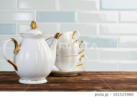 Close up photo of porcelain dishware for tea 101525980