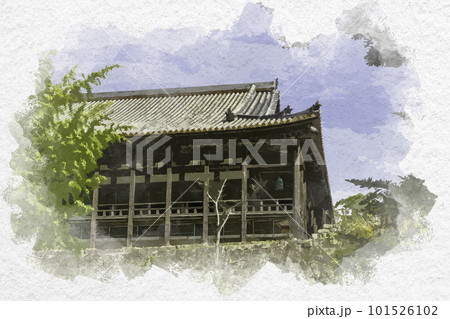 水彩画風　宮島　千畳閣　広島県廿日市市 101526102