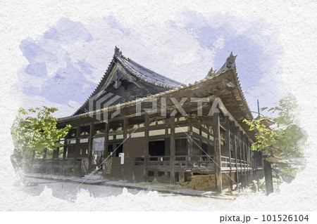 水彩画風 宮島 千畳閣 広島県廿日市市 水彩画風 宮島 千畳閣 広島県廿日市市 101526104