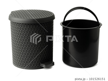 Plastic trash can with lid on white background 101526151