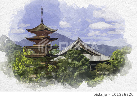 久保田桃水/厳島図/宮島之図/掛軸/名家伝来/AA-53 久保田桃水/厳島図/宮島之図/掛軸/名家伝来/AA-53