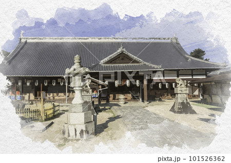水彩画風 宮島 大願寺 本堂 広島県廿日市市 水彩画風 宮島 大願寺 本堂 広島県廿日市市 101526362