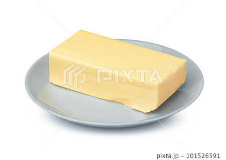 Butter on white plate isolated on white background 101526591