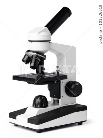 Scientific microscope isolated on white background, front view Scientific microscope isolated on white background, front view 101526619