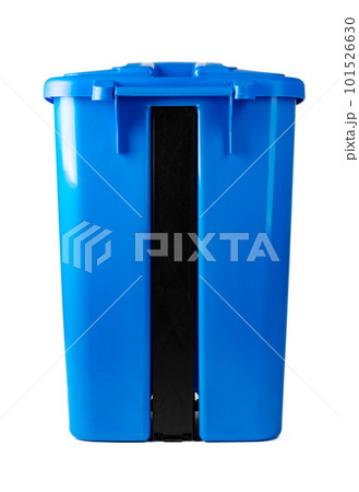 A blue trash bin isolated on white 101526630