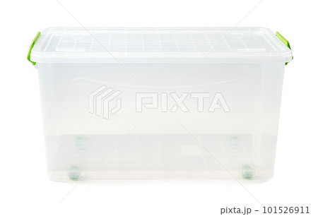 Transparent plastic box isolated on white background. 101526911